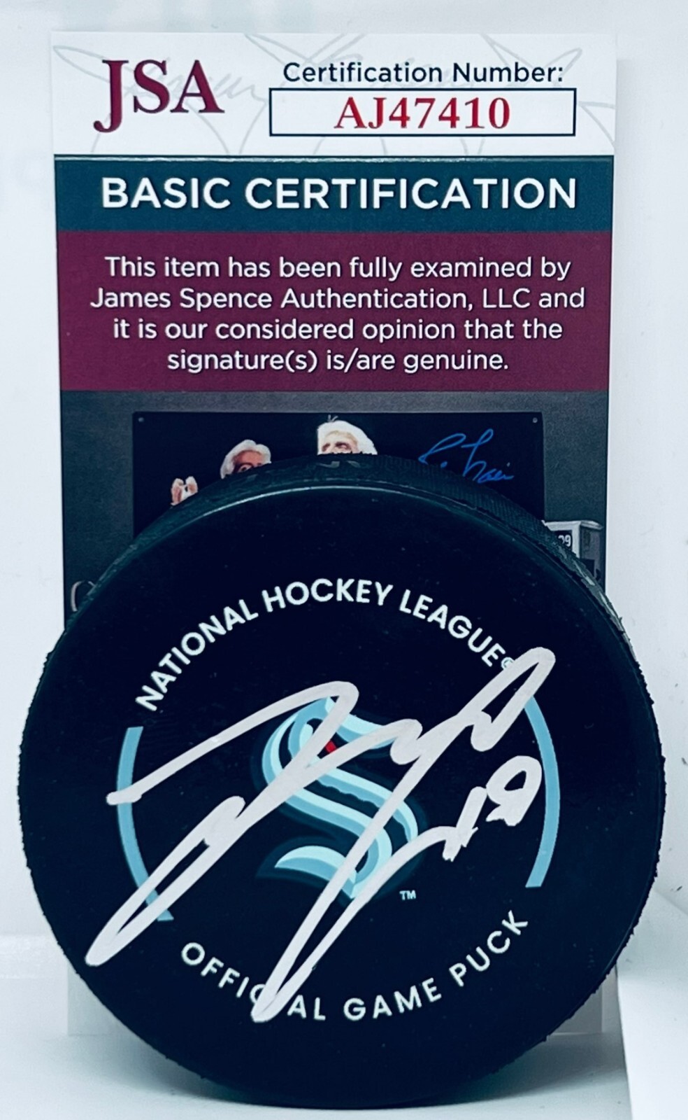 Jared McCann signed Seattle Kraken Official Game Puck autographed JSA
