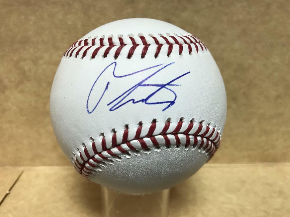 TRISTON LUTZ MILWAUKEE BREWERS SIGNED M.L. BASEBALL W/ COA