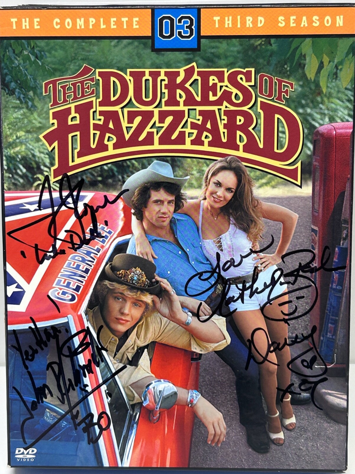 SCHNEIDER WOPAT BACH Signed DVDs Season 3 Box Set DUKES OF HAZZARD JSA COA
