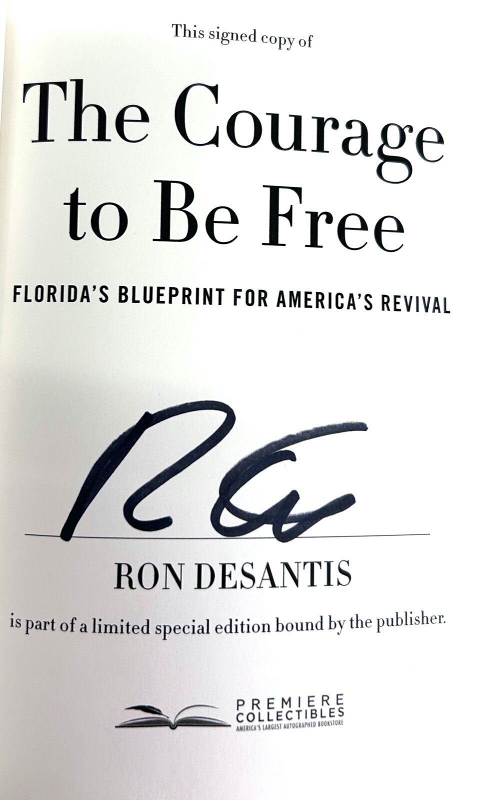 RON DESANTIS Signed Auto Book 