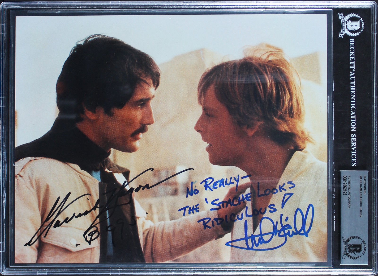 Mark Hamill & Garrick Hagon Star Wars A New Hope Signed 8x10 Photo BAS Slabbed