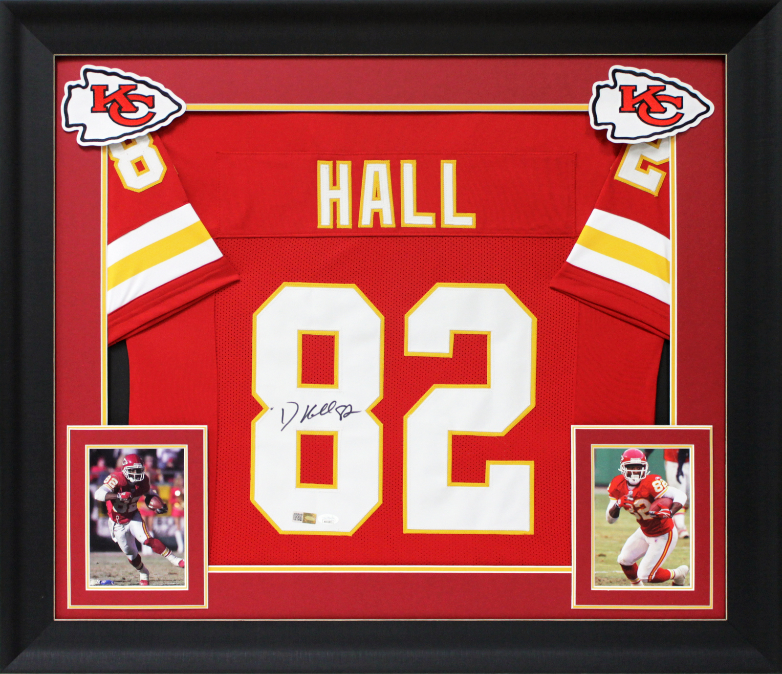 Dante Hall Authentic Signed Red Pro Style Framed Jersey Autographed JSA Witness
