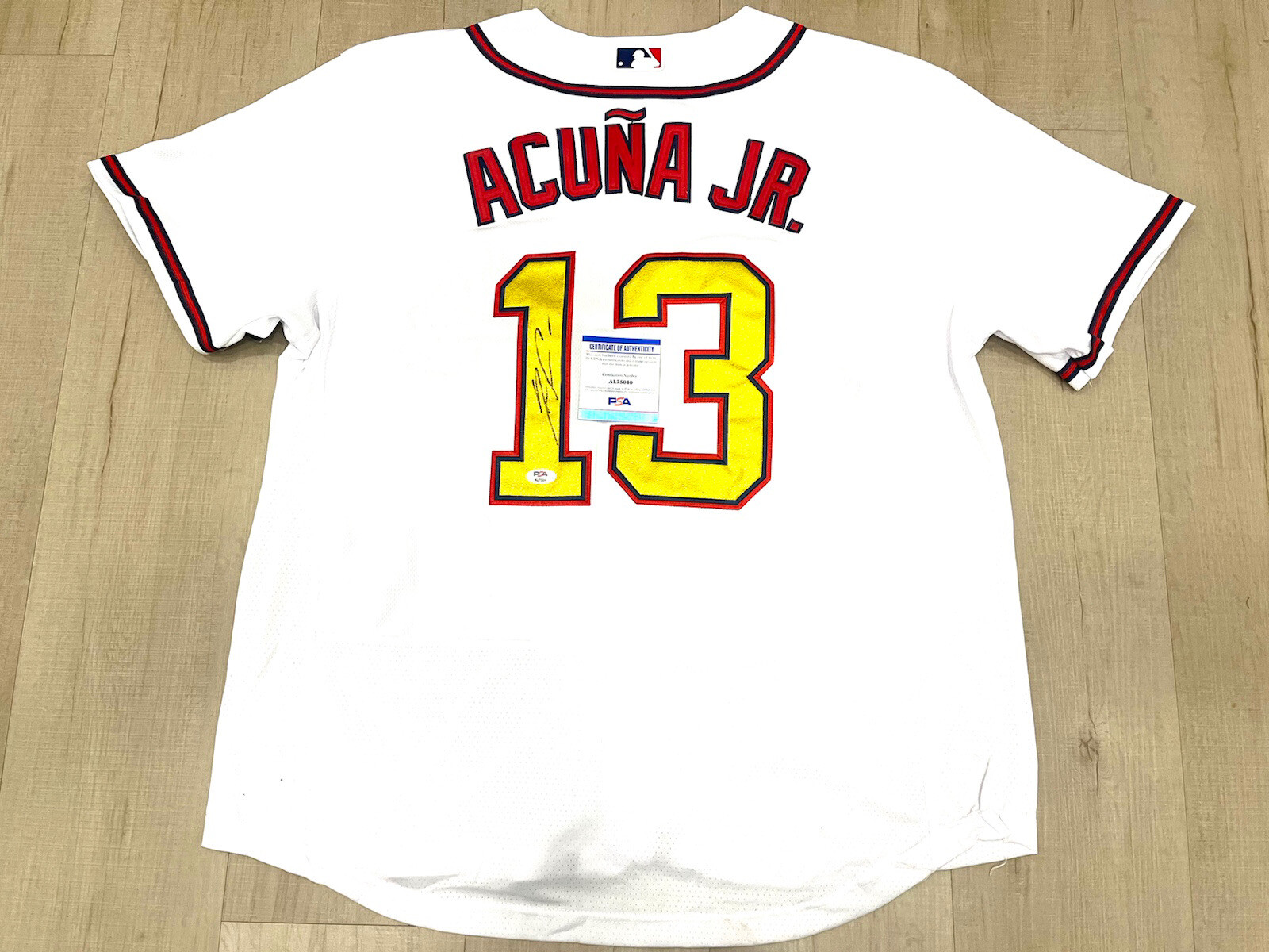 Ronald Acuna Jr hand signed Championship Gold Atlanta Braves Jersey PSA DNA