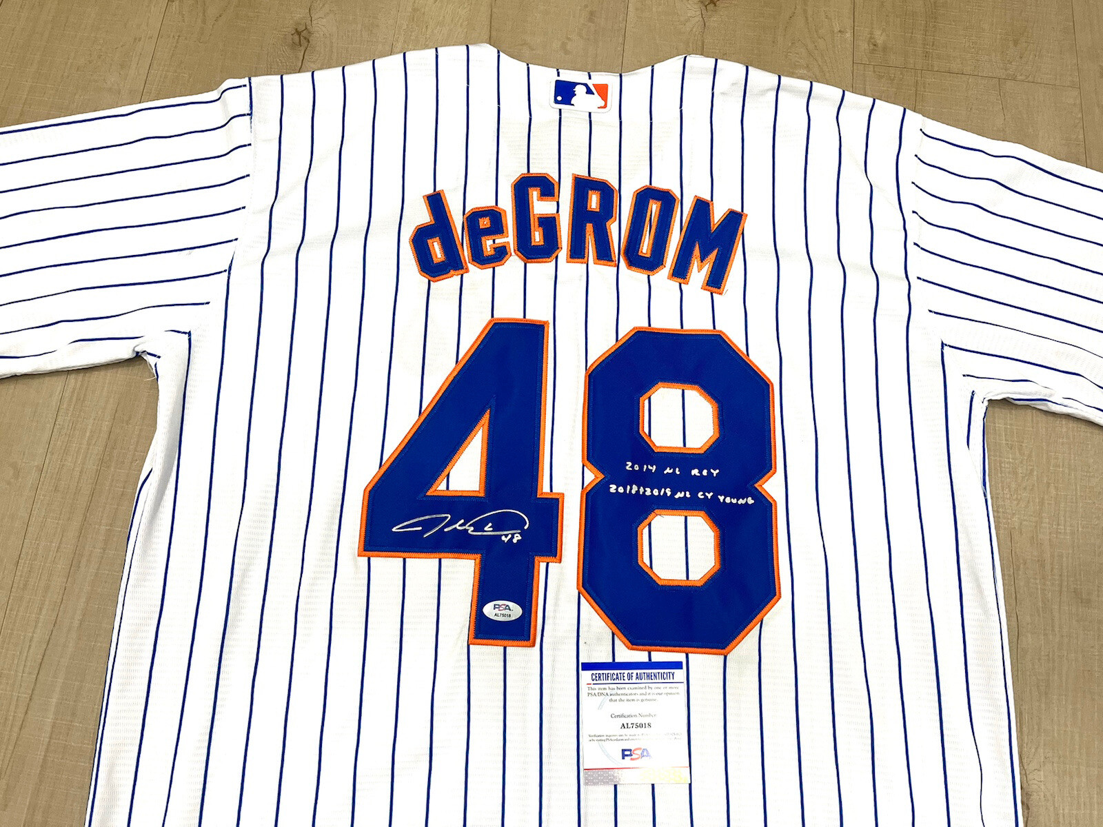 Jacob DeGrom hand signed New York Mets Jersey PSA DNA Cert