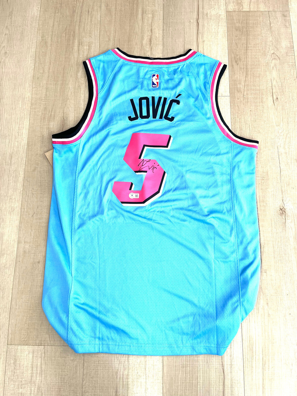 Nikola Jovic hand signed Miami Heat Jersey Beckett Cert BAS #2