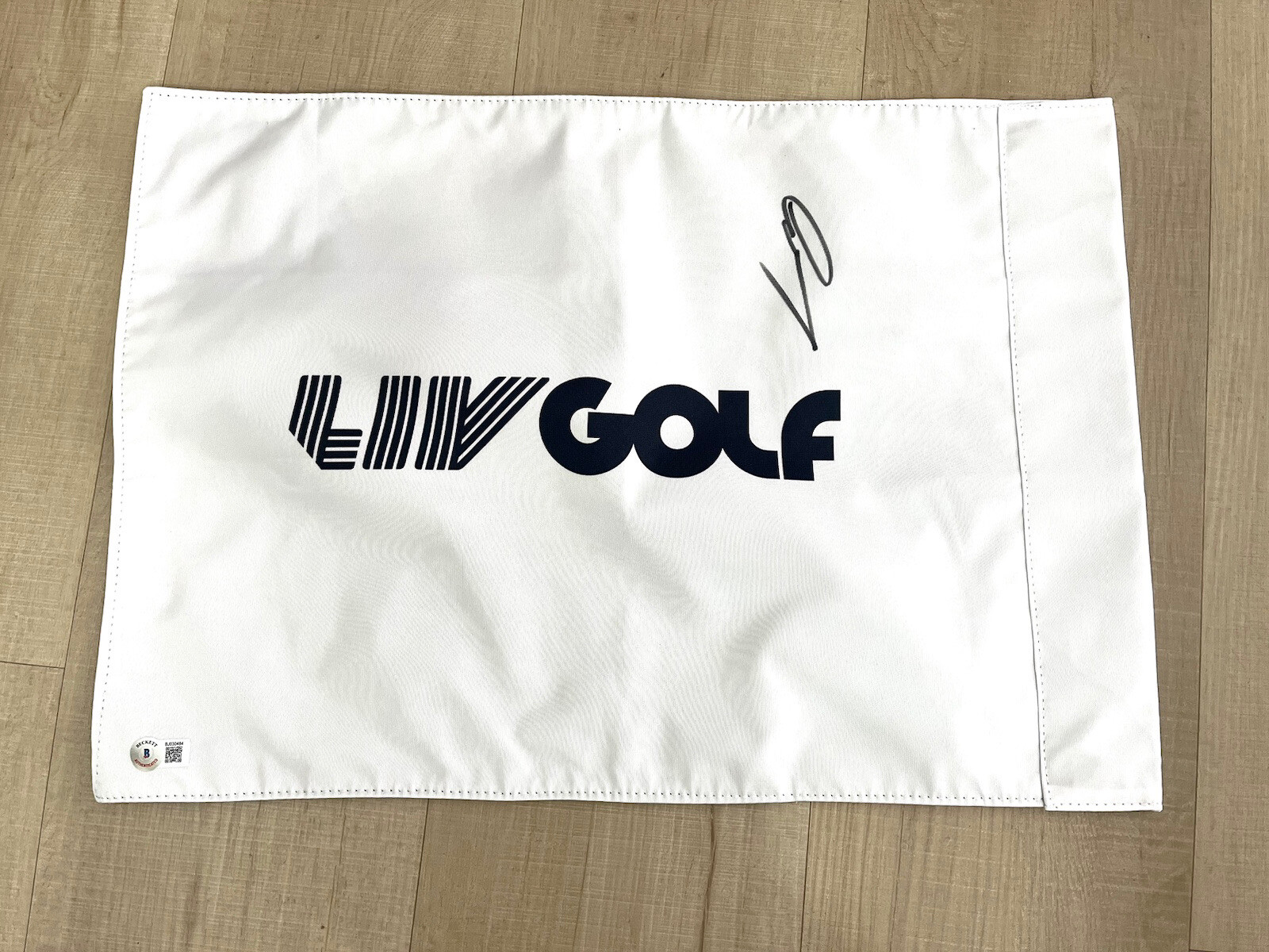 Greg Norman “ The Shark “ Hand Signed LIV Golf Official Flag Beckett BAS Beckett