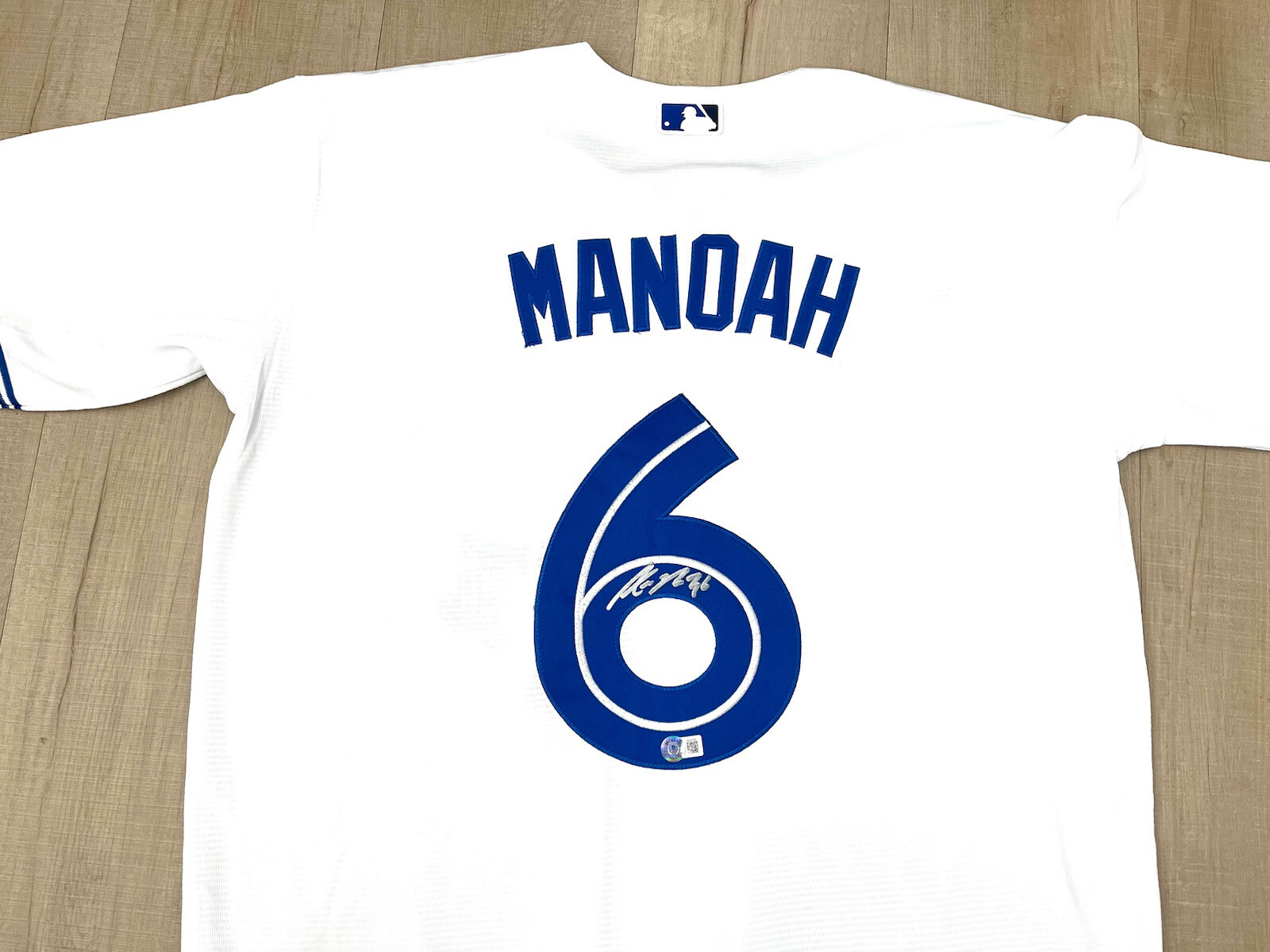 ALEK MANOAH HAND SIGNED TORONTO BLUEJAYS JERSEY BAS BECKETT CERT 1