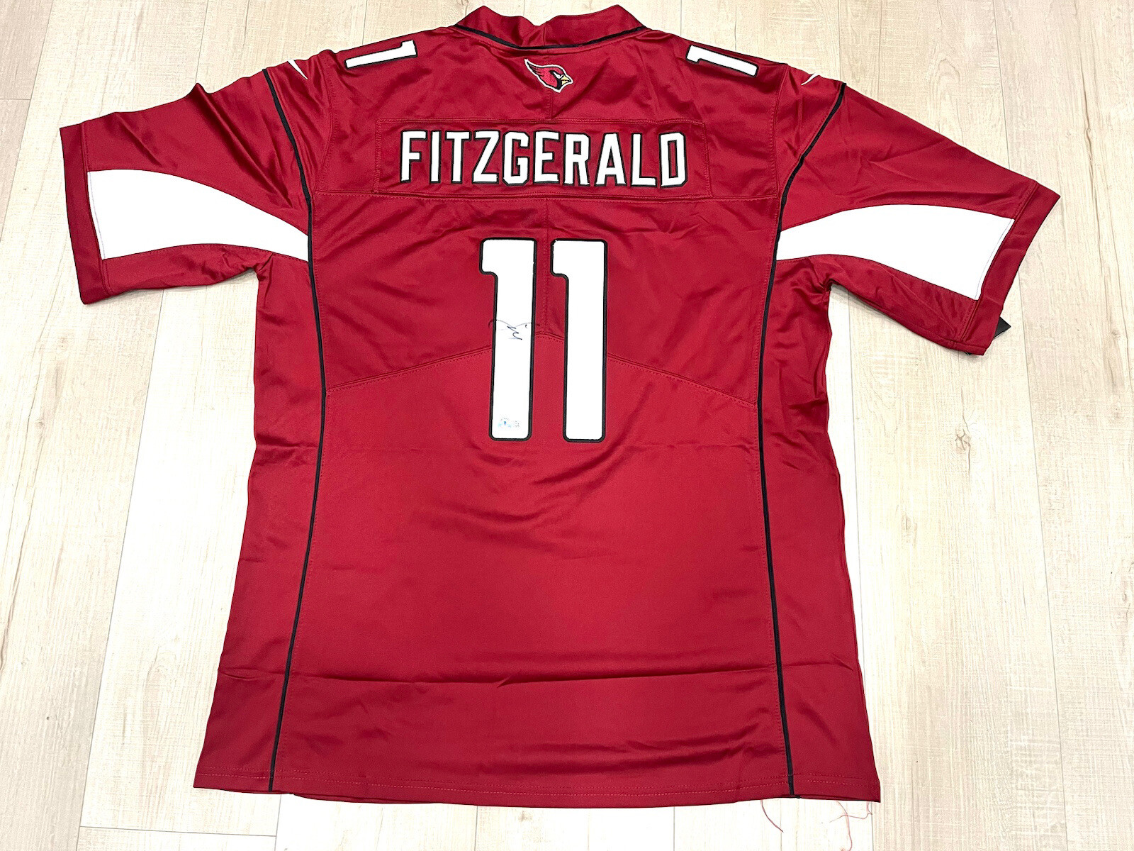 LARRY FITZGERALD HAND SIGNED ARIZONA CARDINALS JERSEY HOF LEGEND BECKETT BAS #1