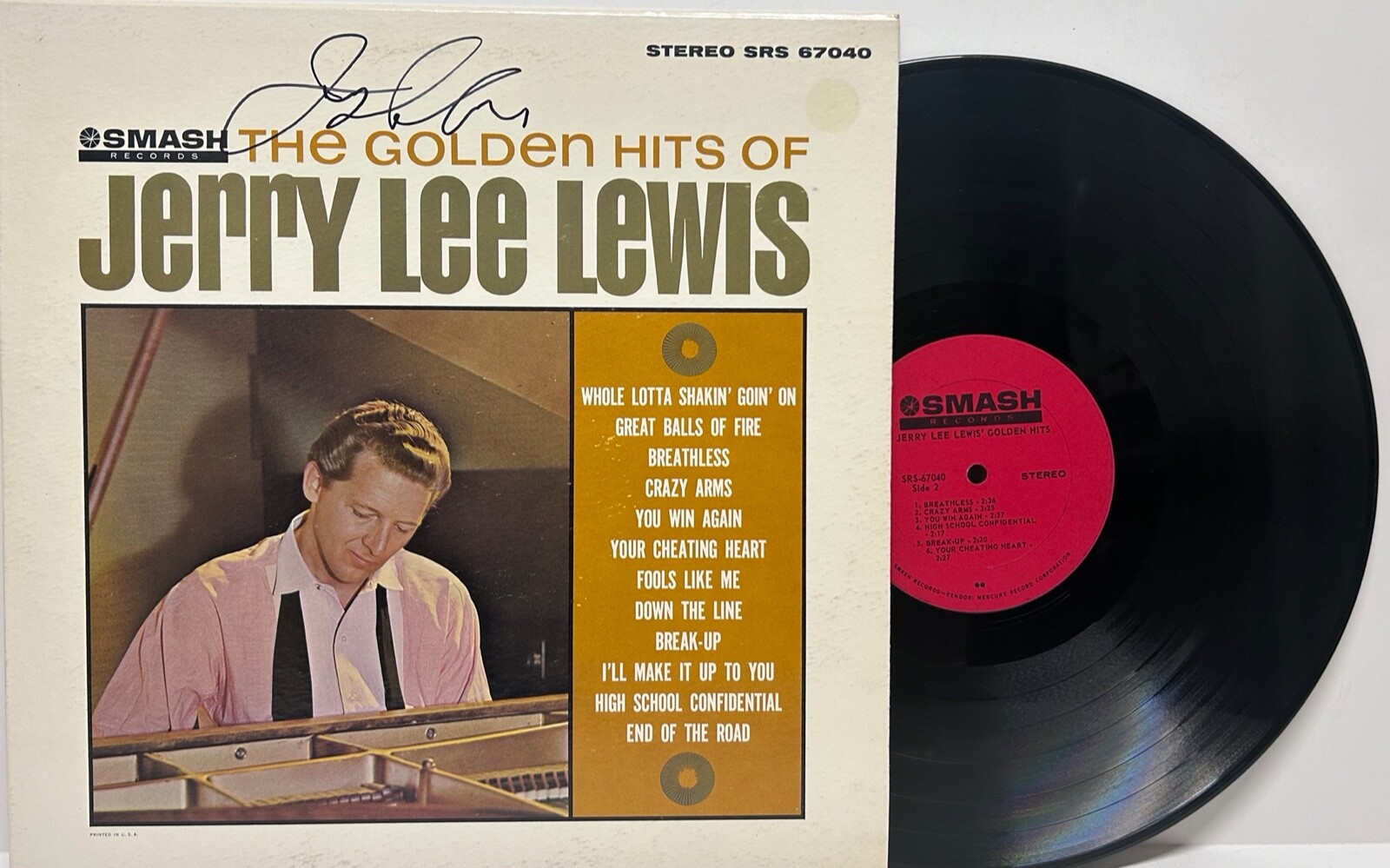 JERRY LEE LEWIS Signed Autograph LP 