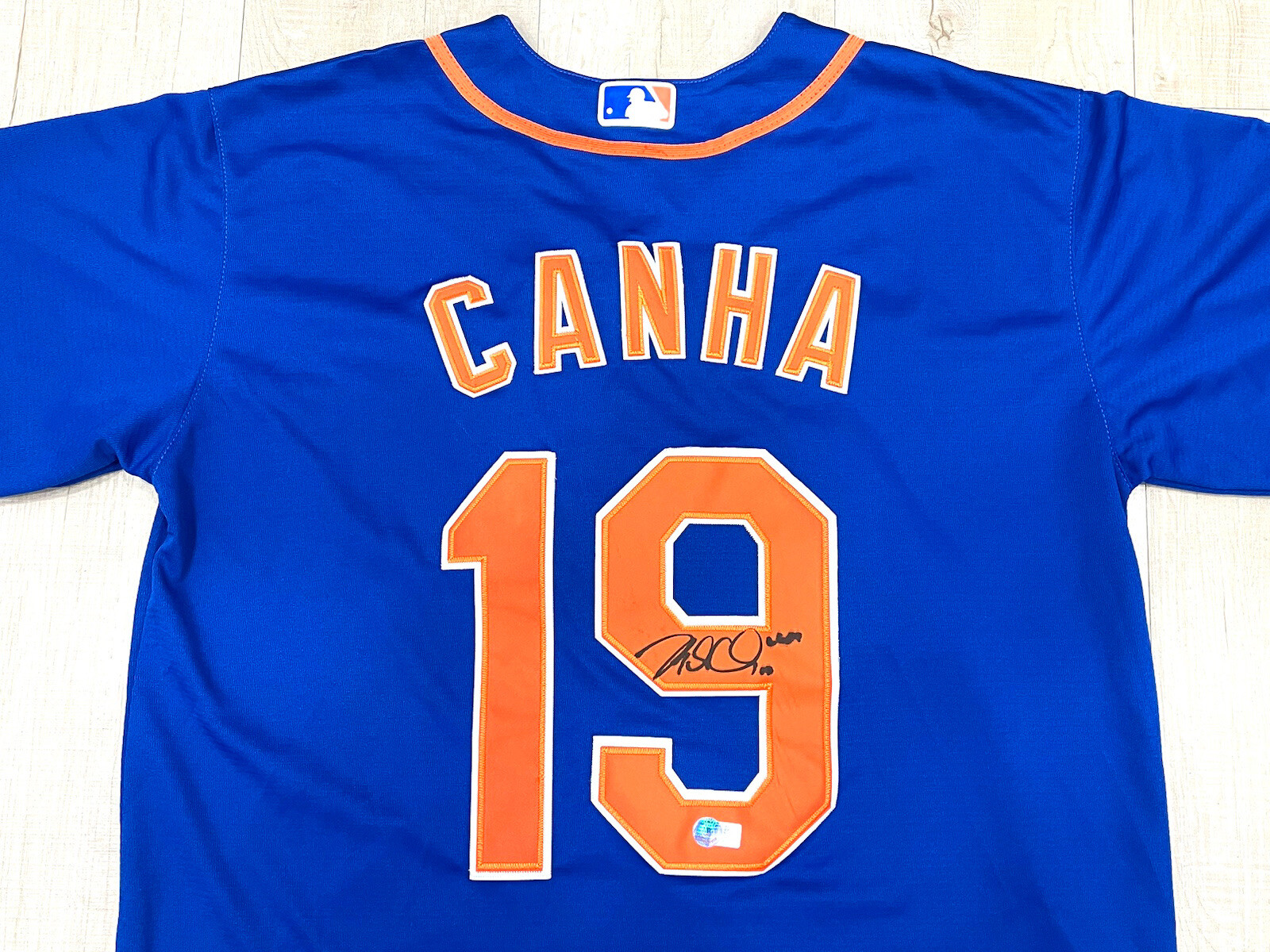 MARK CANHA HAND SIGNED NEW YORK METS JERSEY BECKETT BAS CERT
