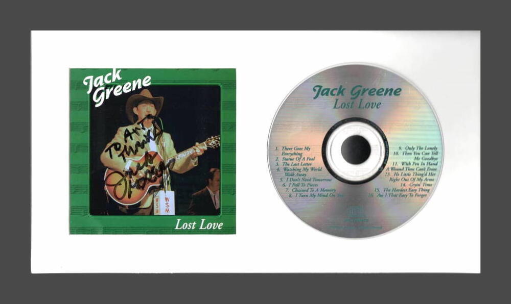JACK GREENE SIGNED AUTOGRAPH LOST LOVE FRAMED CD DISPLAY - RARE! READY TO HANG!