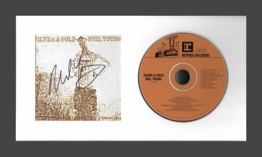 NEIL YOUNG SIGNED AUTOGRAPH SILVER & GOLD FRAMED CD DISPLAY - READY TO HANG! JSA