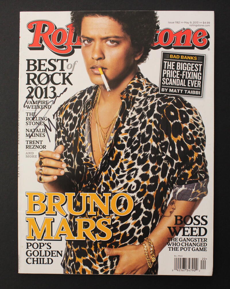 BRUNO MARS SIGNED AUTOGRAPH ROLLING STONE MAGAZINE 24K MAGIC SUPERSTAR JSA COA