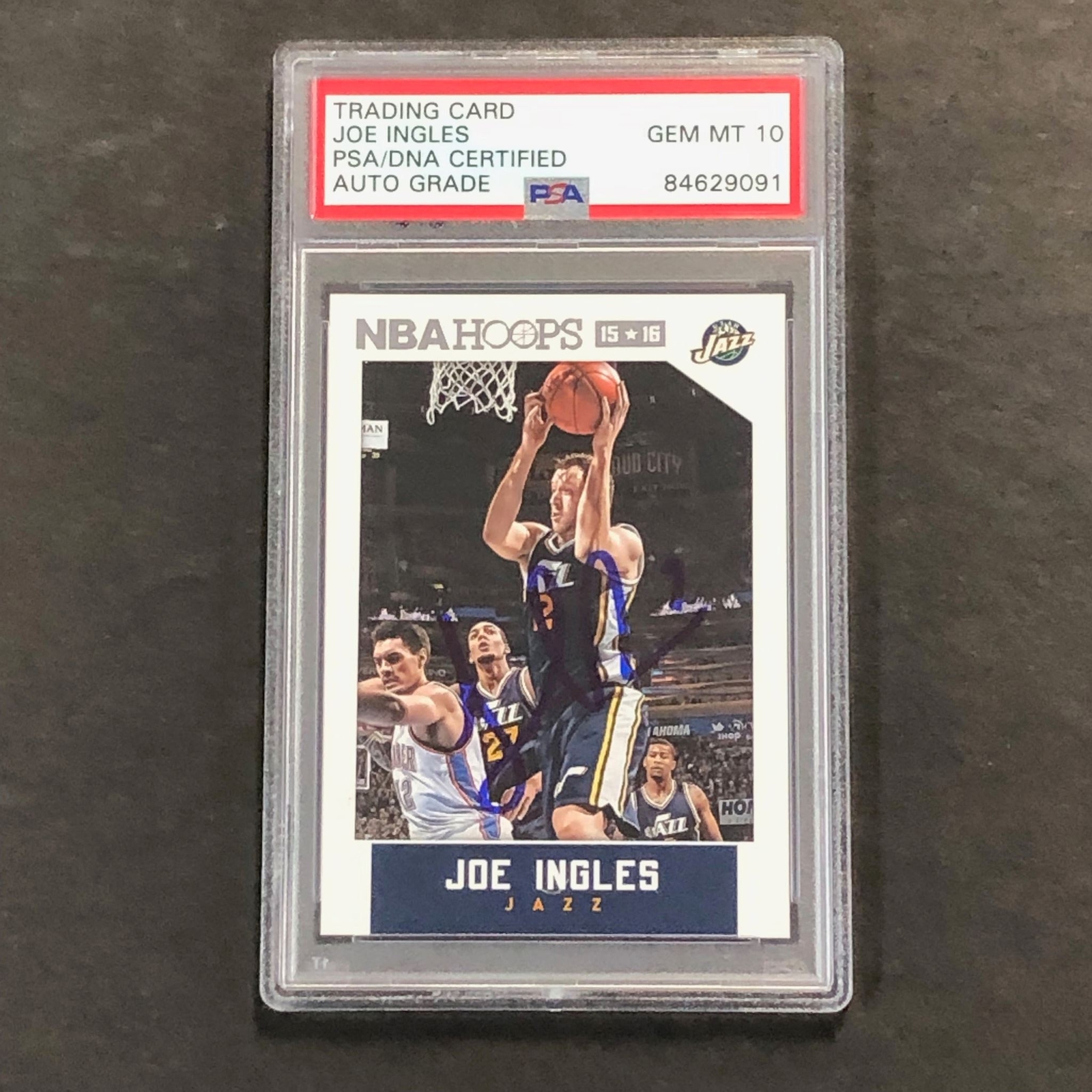 2015-16 NBA Hoops #163 Joe Ingles Signed Card AUTO 10 PSA Slabbed Jazz