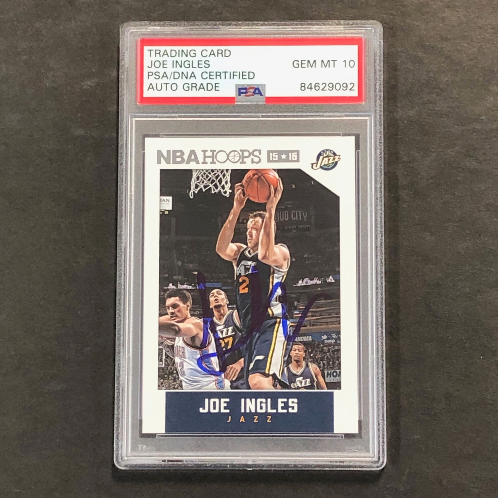 2015-16 NBA Hoops #163 Joe Ingles Signed Card AUTO 10 PSA Slabbed Jazz