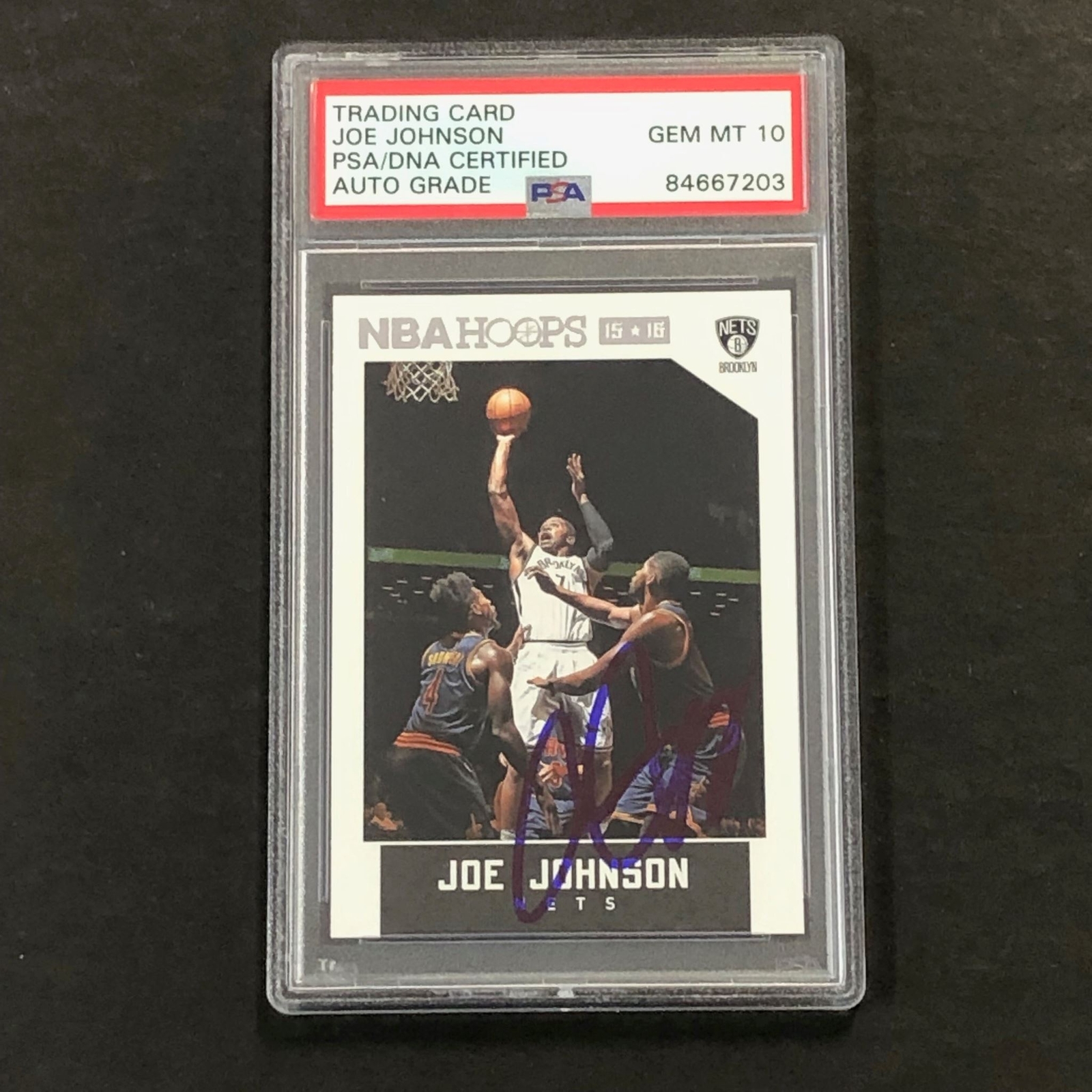 2015-16 Panini Hoops #173 Joe Johnson Signed Card Auto 10 PSA Slabbed Nets