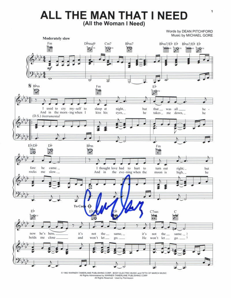 CLIVE DAVIS SIGNED AUTOGRAPH ALL THE MAN THAT I NEED SHEET MUSIC WHITNEY HOUSTON