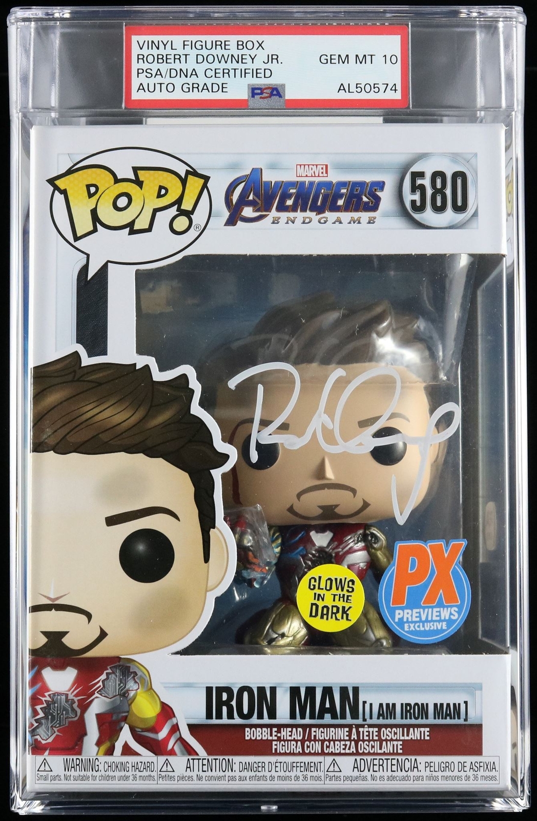 Robert Downey Jr. Signed Funko Pop PSA/DNA Encapsulated Ironman Auto 10