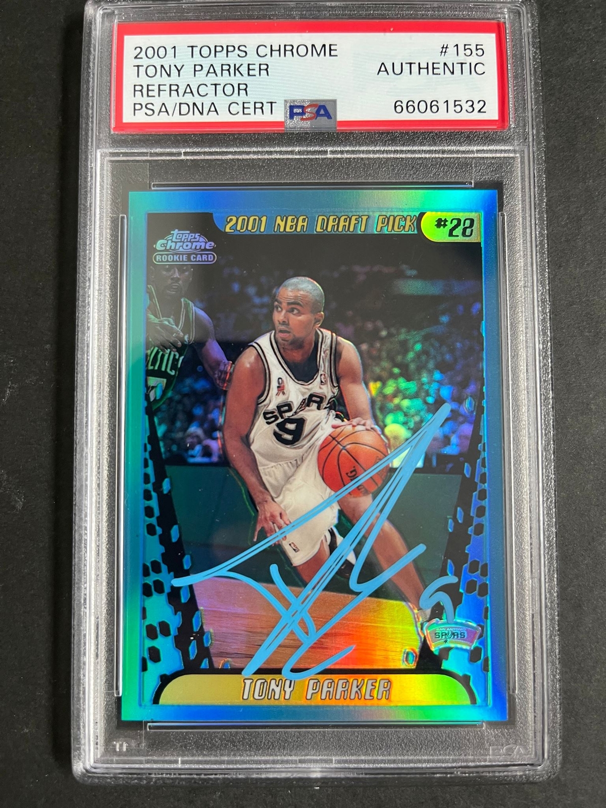 2001 Topps Chrome Refractor #155 Tony Parker Signed Card PSA Slabbed Autographed