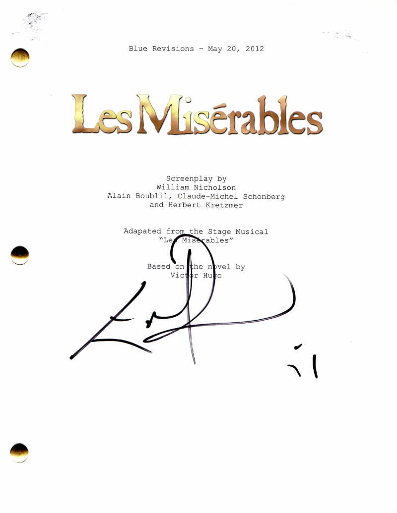 EDDIE REDMAYNE SIGNED AUTOGRAPH LES MISERABLES FULL MOVIE SCRIPT NEWT SCAMANDER
