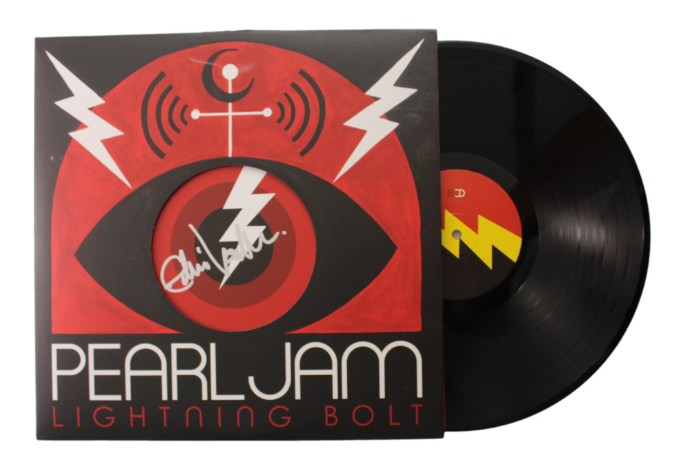 EDDIE VEDDER SIGNED AUTOGRAPH ALBUM VINYL RECORD - PERAL JAM LIGHTNING BOLT BAS