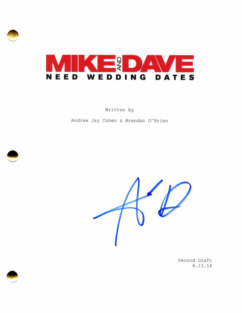 ADAM DEVINE SIGNED AUTOGRAPH MIKE AND DAVE NEED WEDDING DATES FULL MOVIE SCRIPT