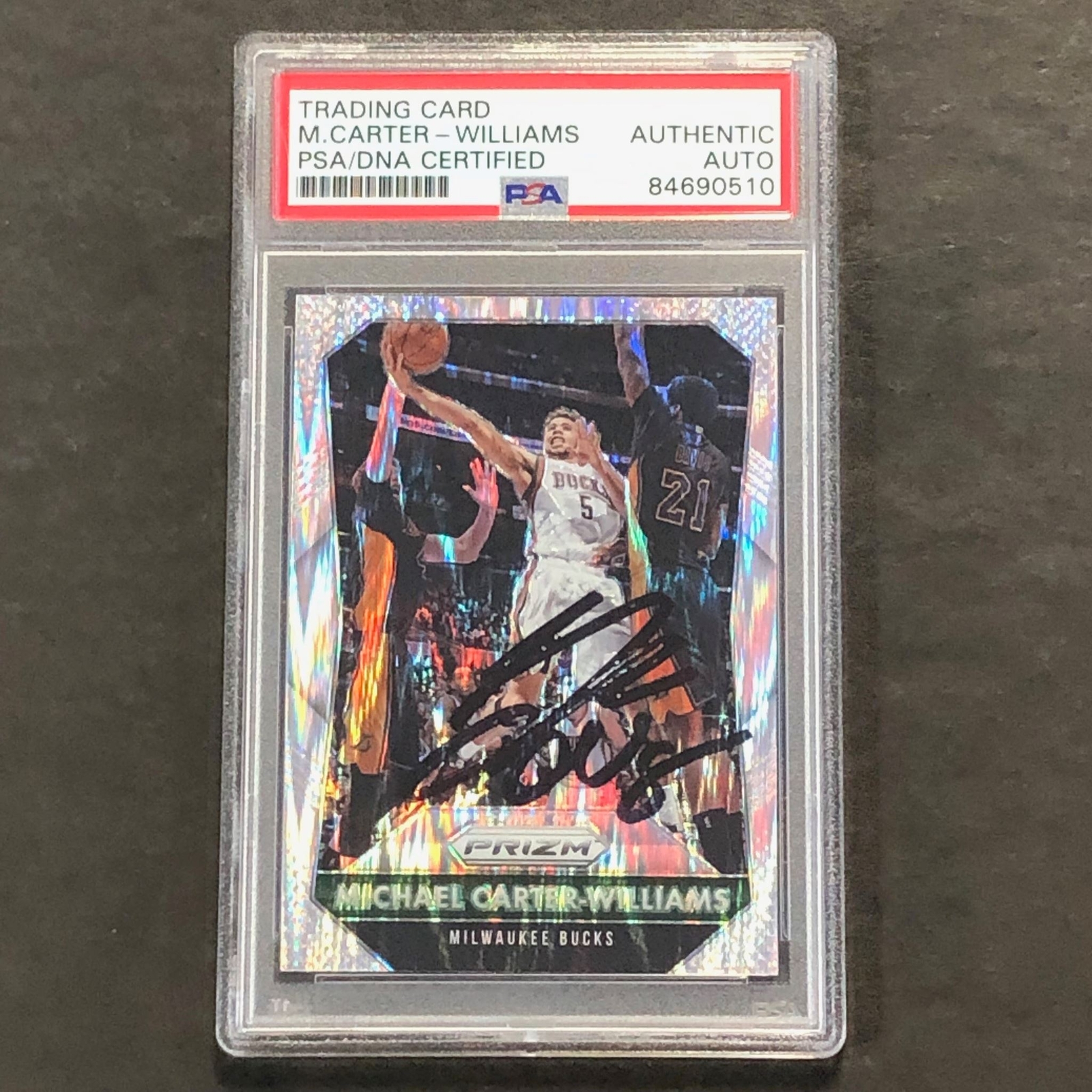 2015-16 Panini Prizm #184 Michael Carter-Williams Signed Card AUTO PSA Slabbed B