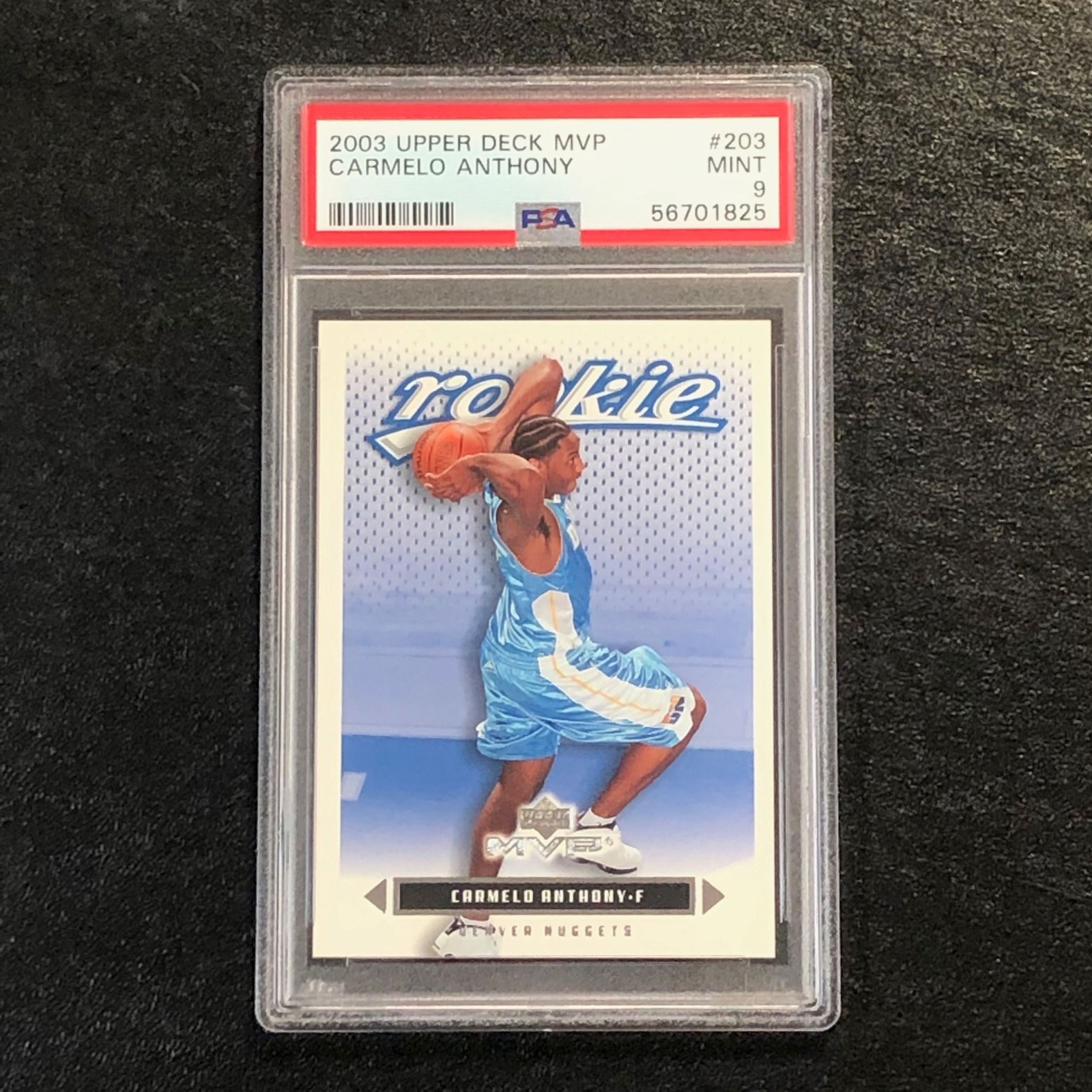 2003 Upper Deck MVP #203 Carmelo Anthony PSA 9 Mint RC Nuggets