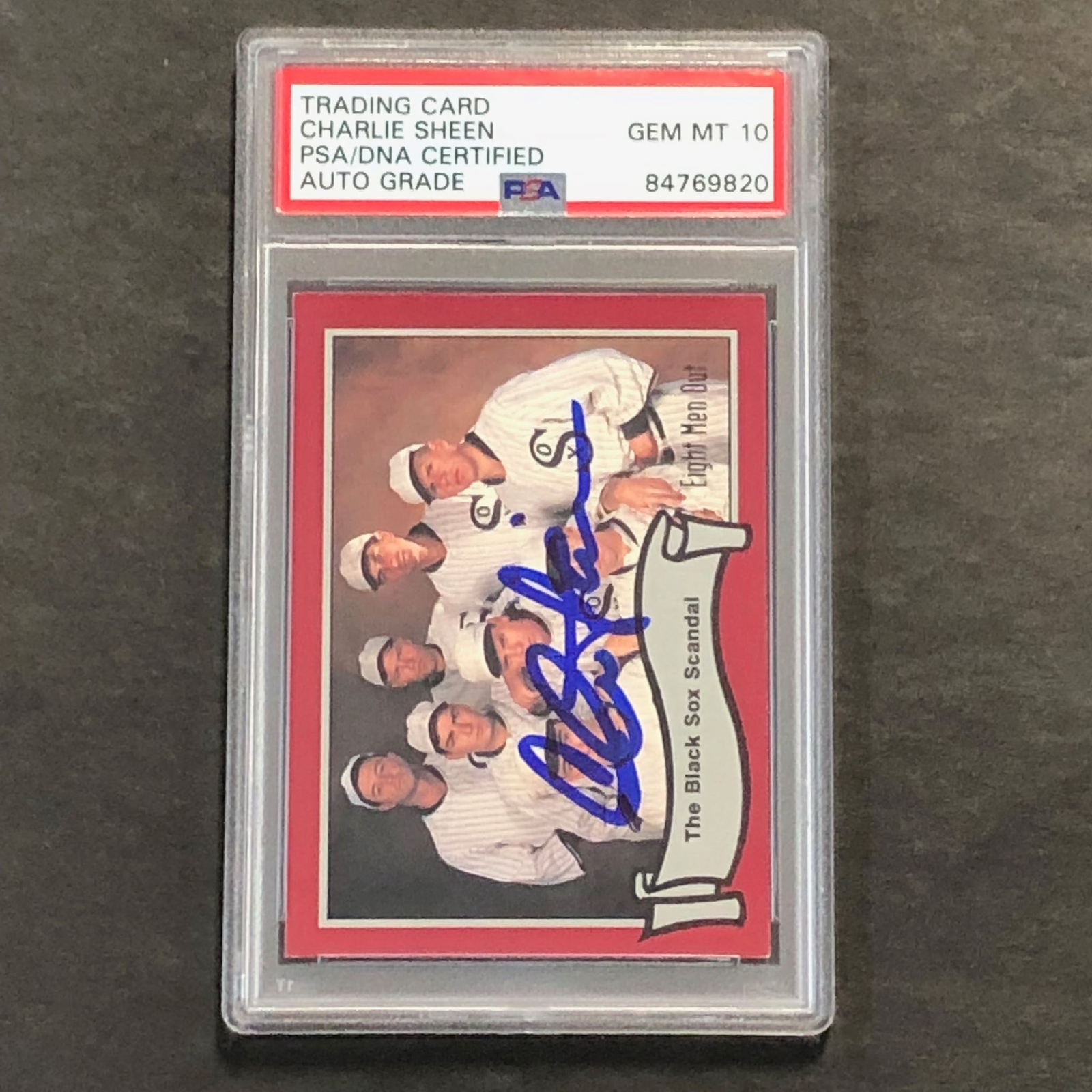 1988 PACIFIC BASEBALL #5 EIGHT MEN OUT CARD CHARLIE SHEEN SIGNED PSA AUTO 10 COLLECTIBLE MEMORABILIA