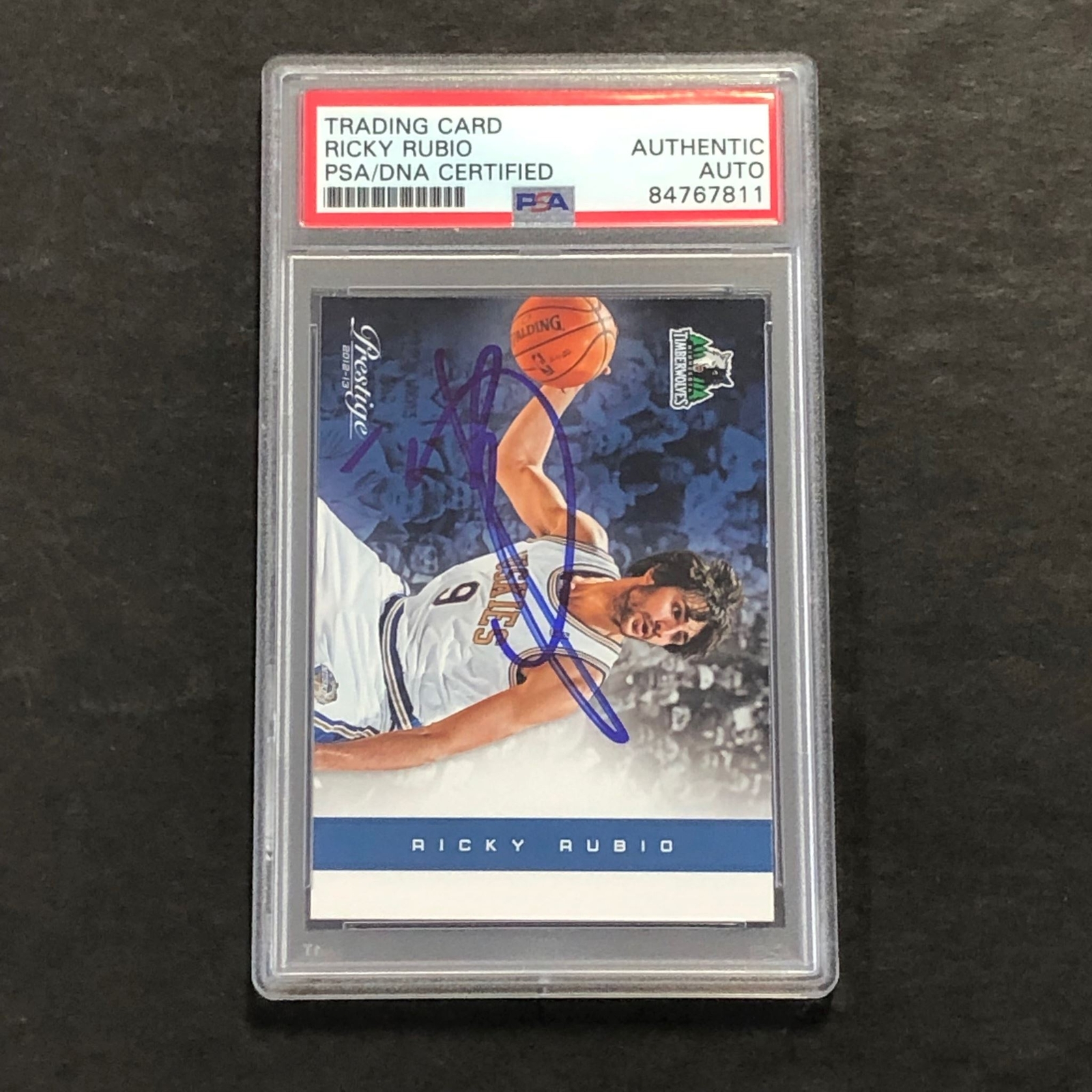 2012-13 Panini Prestige #119 Ricky Rubio Signed Card AUTO PSA Slabbed Timberwolv
