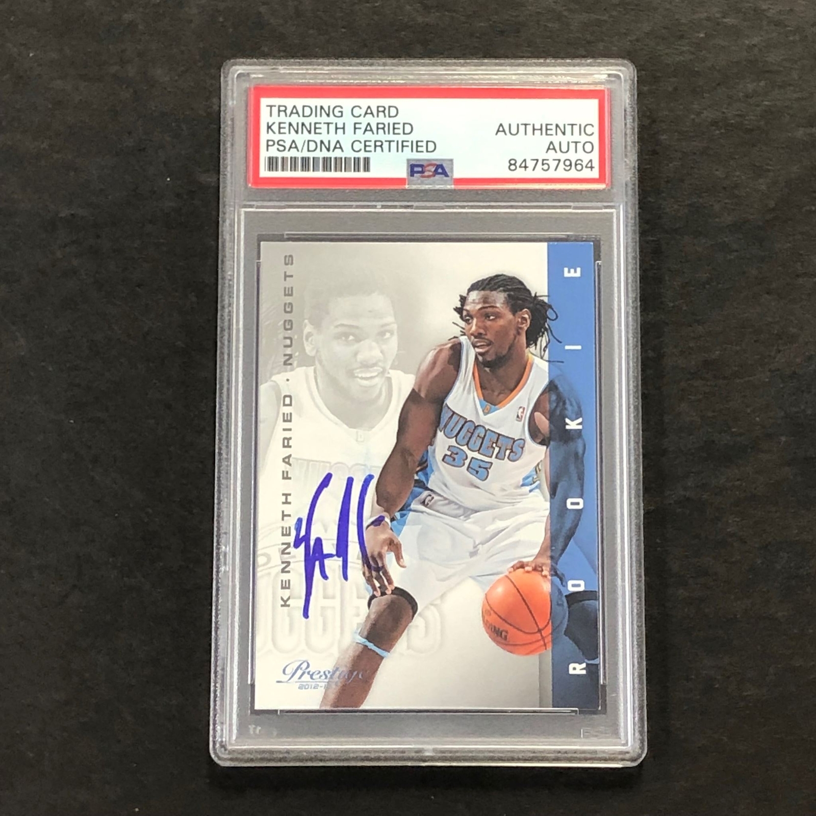 2012 PANINI PRESTIGE #158 Kenneth Faried Signed AUTO PSA Slabbed RC Nuggets