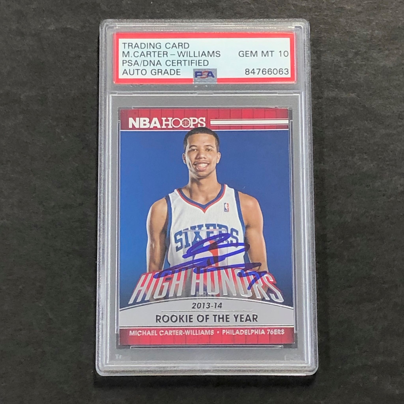 2014-15 Panini NBA Hoops #14 Michael Carter-Williams Signed Card Auto 10 PSA