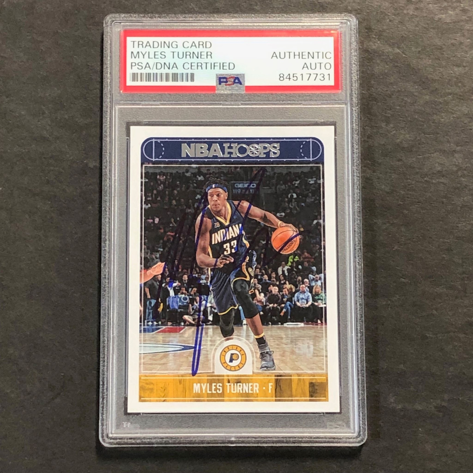 2017-18 Panini NBA Hoops #152 Myles Turner Signed Card AUTO PSA Slabbed Pacers