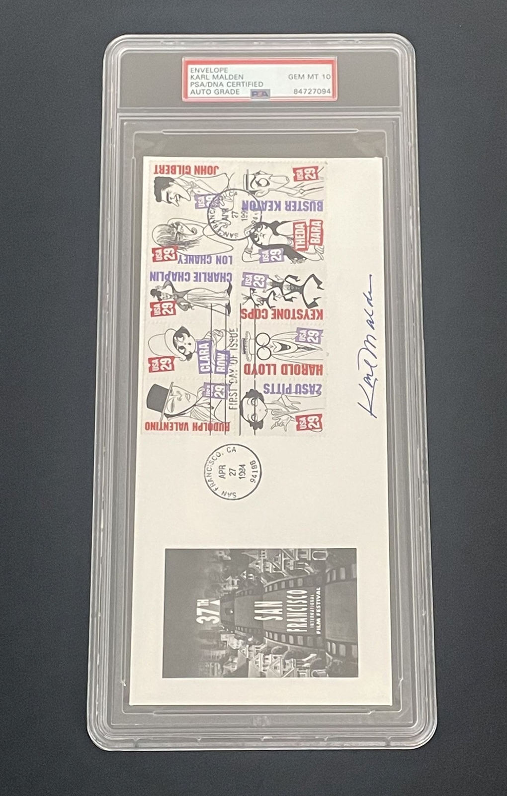 Karl Malden Signed Envelope PSA/DNA Slabbed Auto Grade 10 Actor
