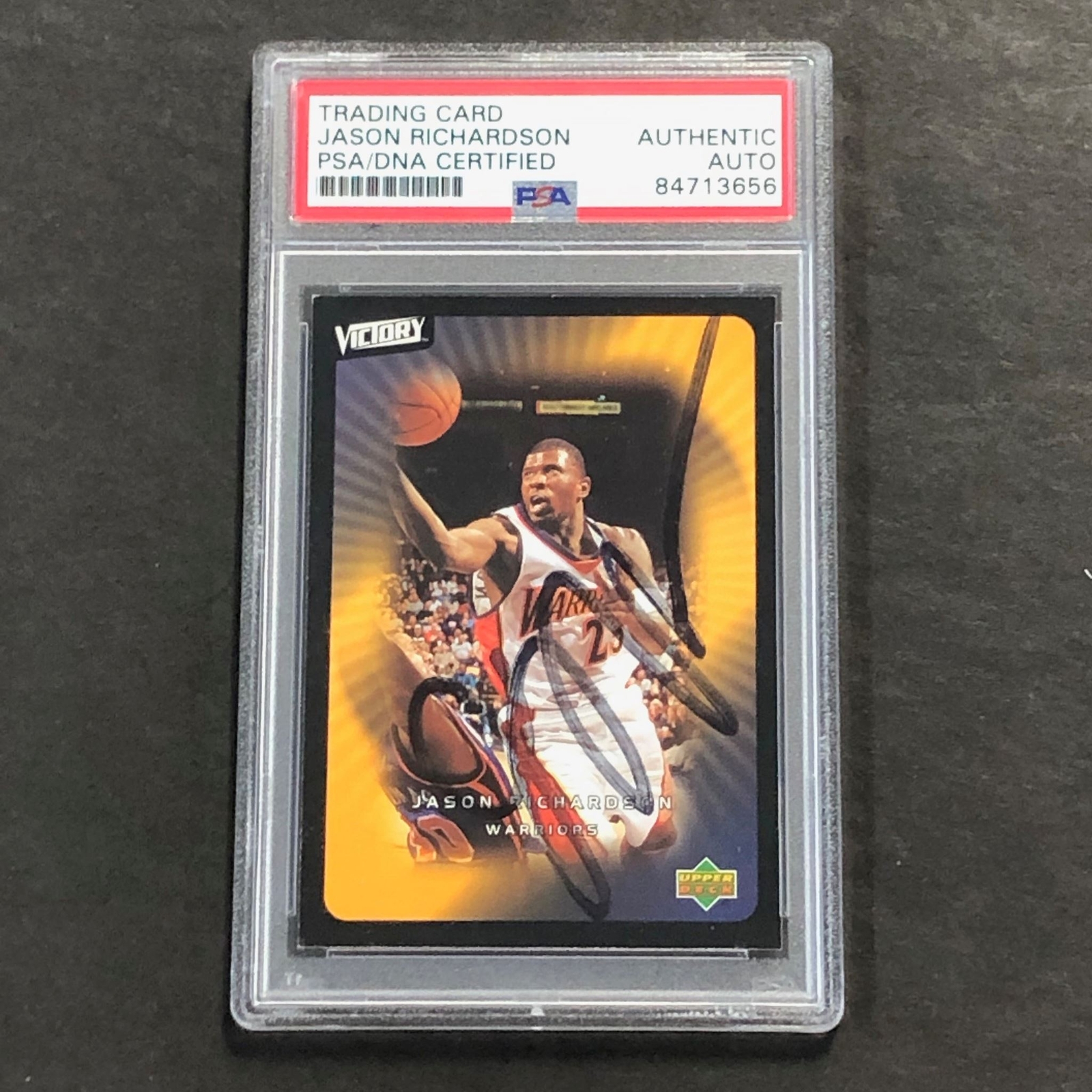 2002-03 Upper Deck Victory #28 Jason Richardson Signed Card AUTO PSA Slabbed War