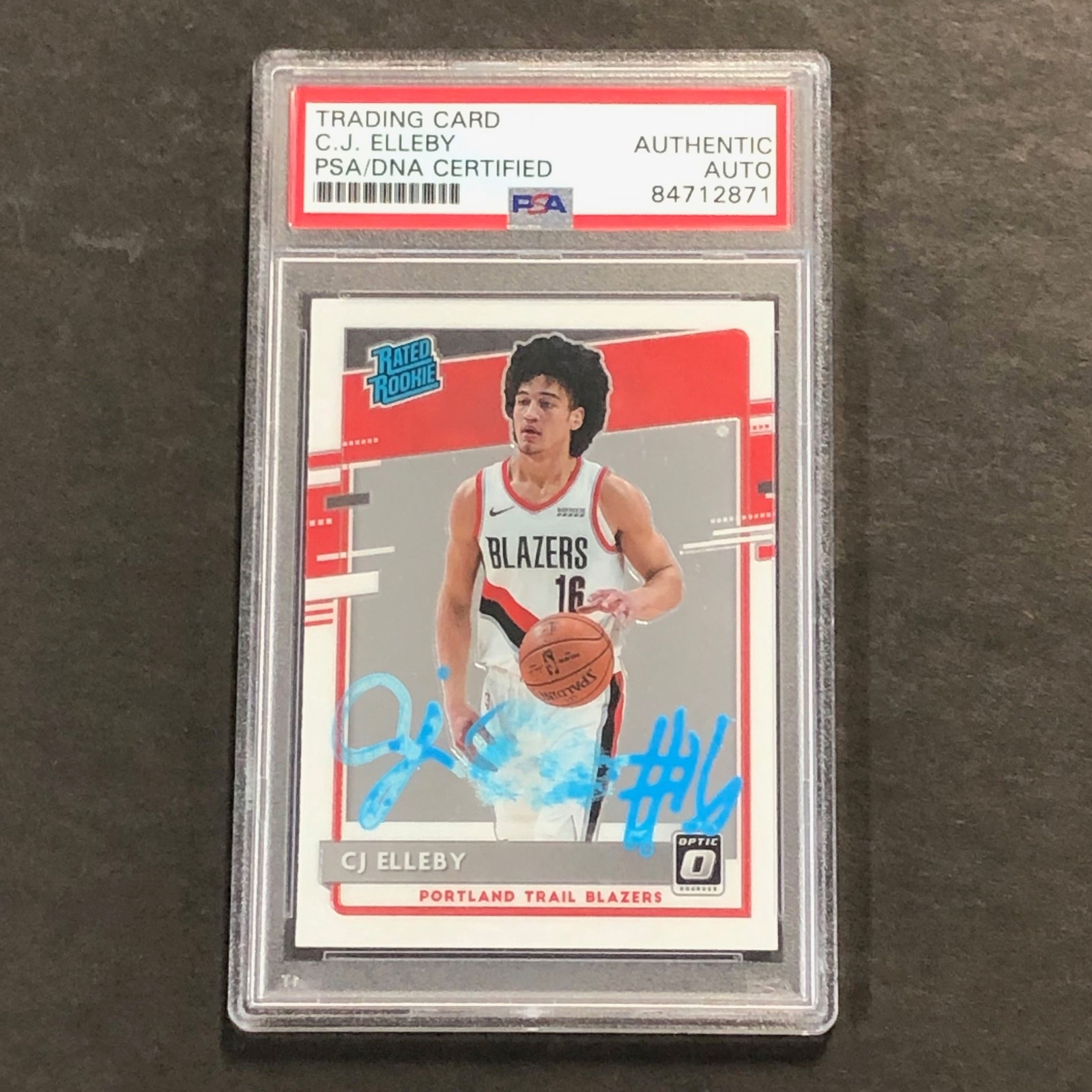 2020-21 Panini Donruss Optic Rated Rookie #195 C.J. Elleby Signed Card PSA Slabb