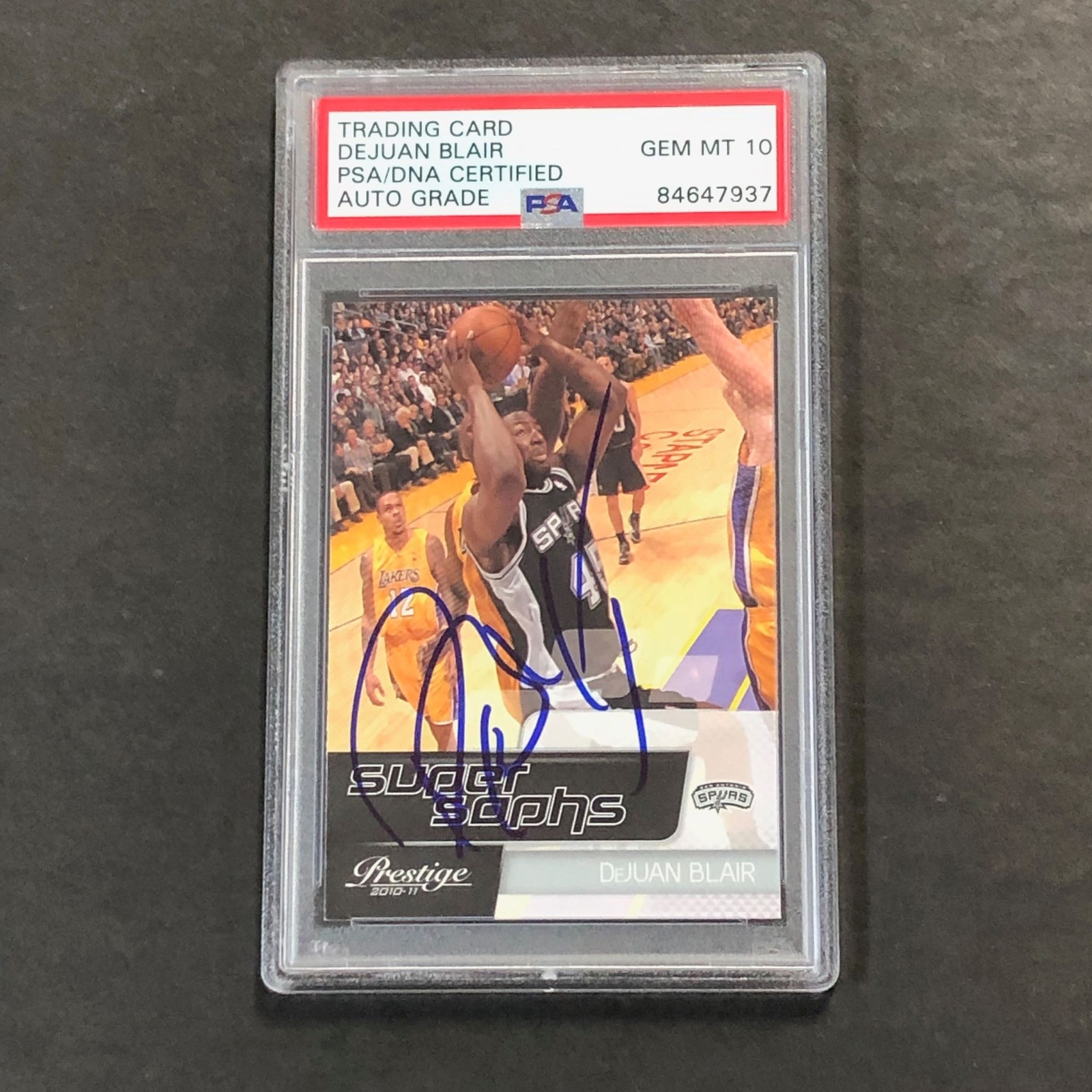 2010-11 Panini Prestige #5 DeJuan Blair Signed Card AUTO 10 PSA Slabbed Spurs
