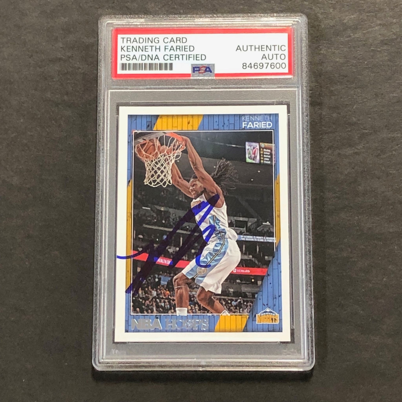 2016-17 NBA Hoops #92 Kenneth Faried Signed AUTO PSA Slabbed Nuggets