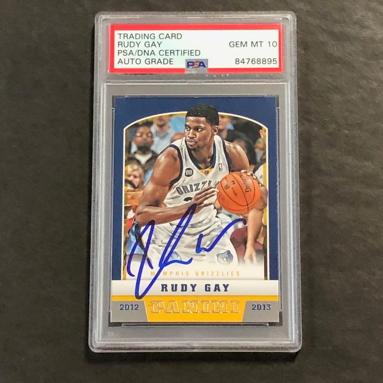 2012-13 Panini Basketball #147 Rudy Gay Signed Card AUTO 10 PSA Slabbed Kings