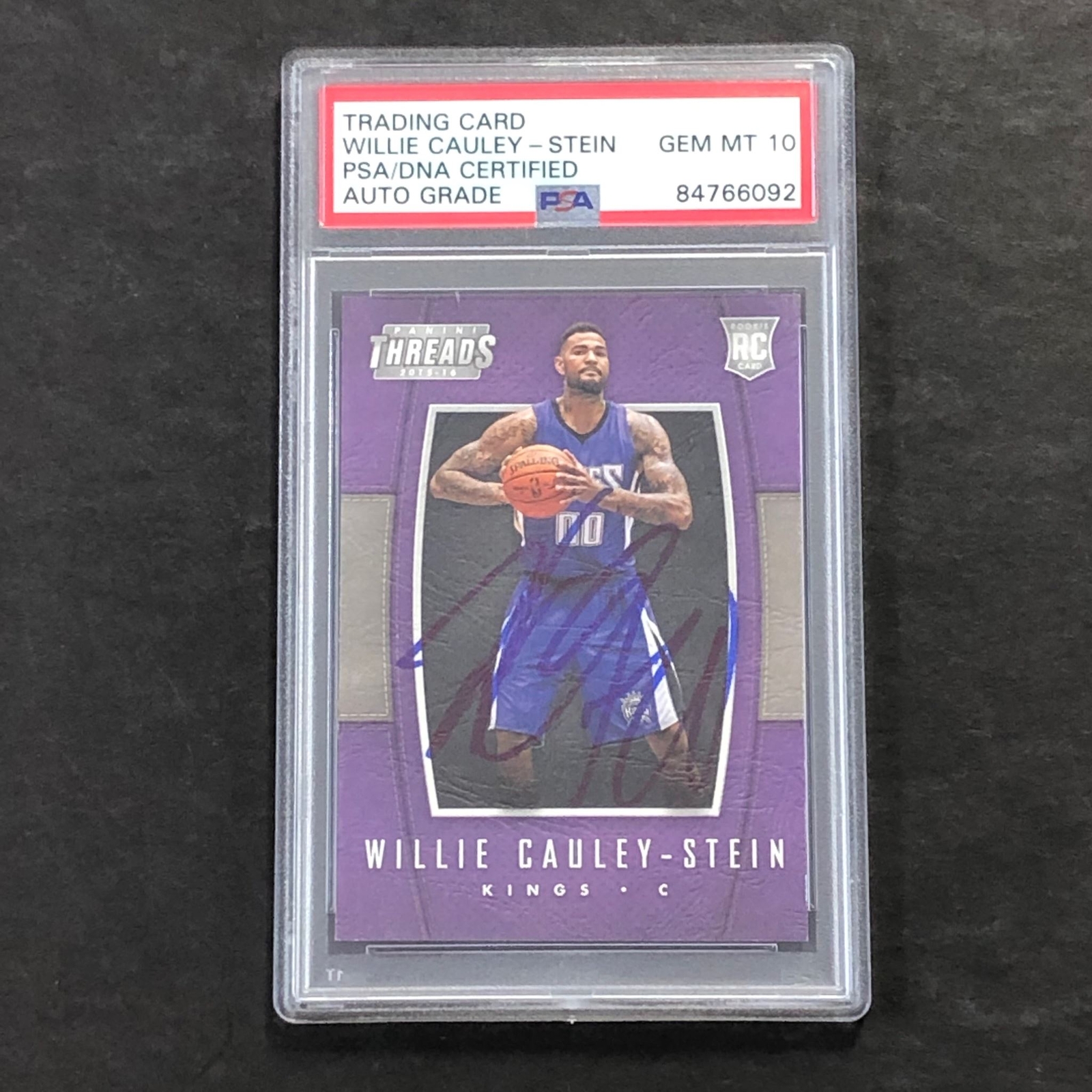 2015-16 Panini Threads #207 Willie Cauley-Stein Signed Card AUTO 10 PSA Slabbed
