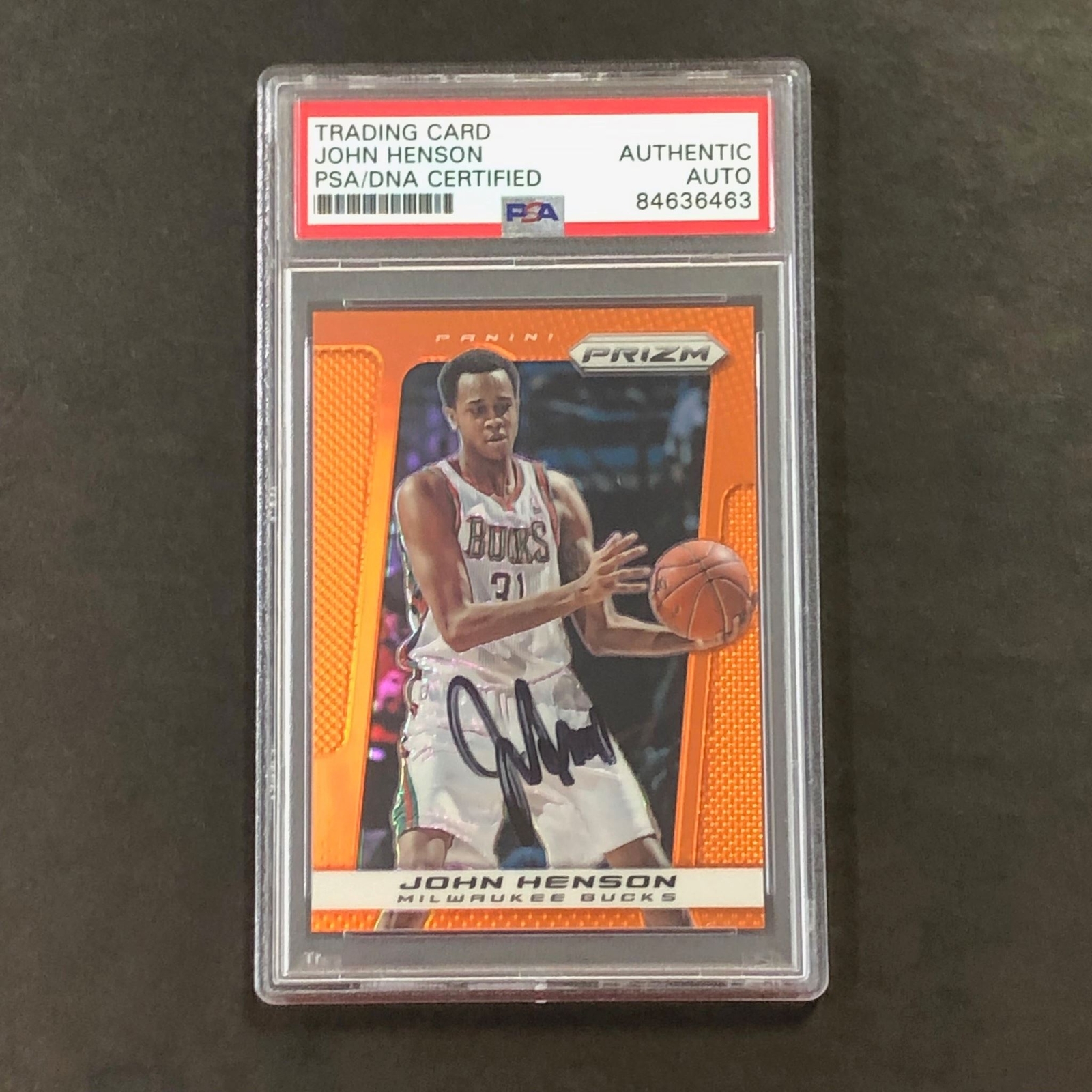2012-13 Panini Orange Prizm #66 John Henson Signed Card AUTO PSA Slabbed