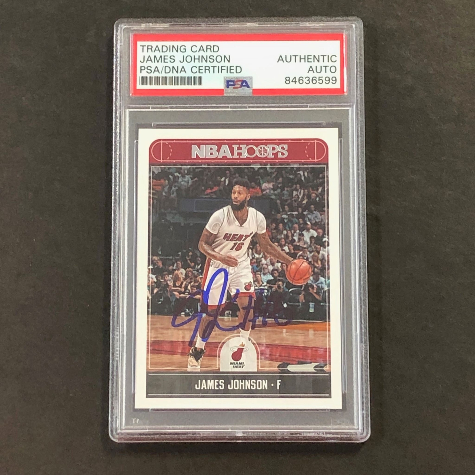 2017-18 NBA Hoops #69 James Johnson Signed Card AUTO PSA/DNA Slabbed Heat
