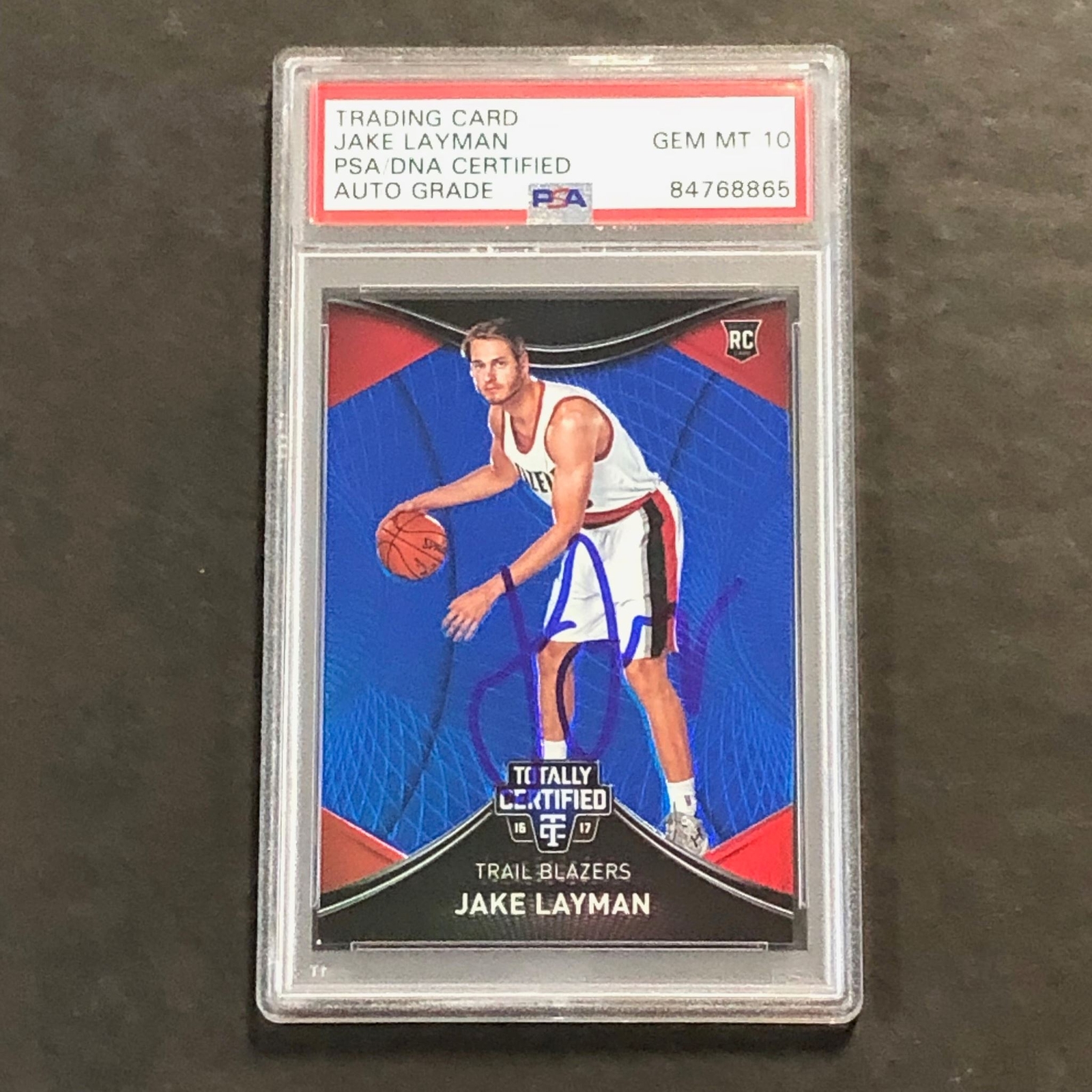 2016-17 Panini Totally Certified #134 Jake Layman Signed Rookie Card AUTO 10 PSA