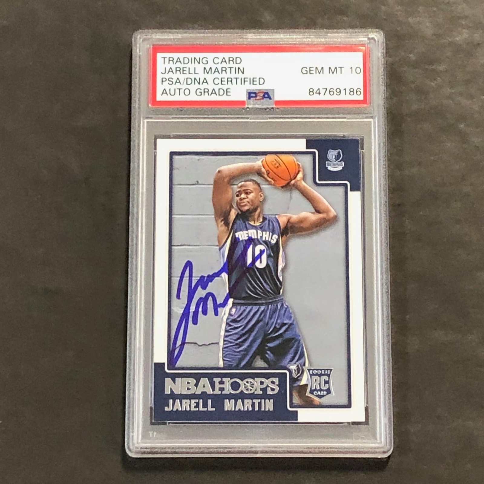 2015-16 NBA Hoops #266 Jarell Martin Signed Card AUTO 10 PSA Slabbed RC Grizzlie