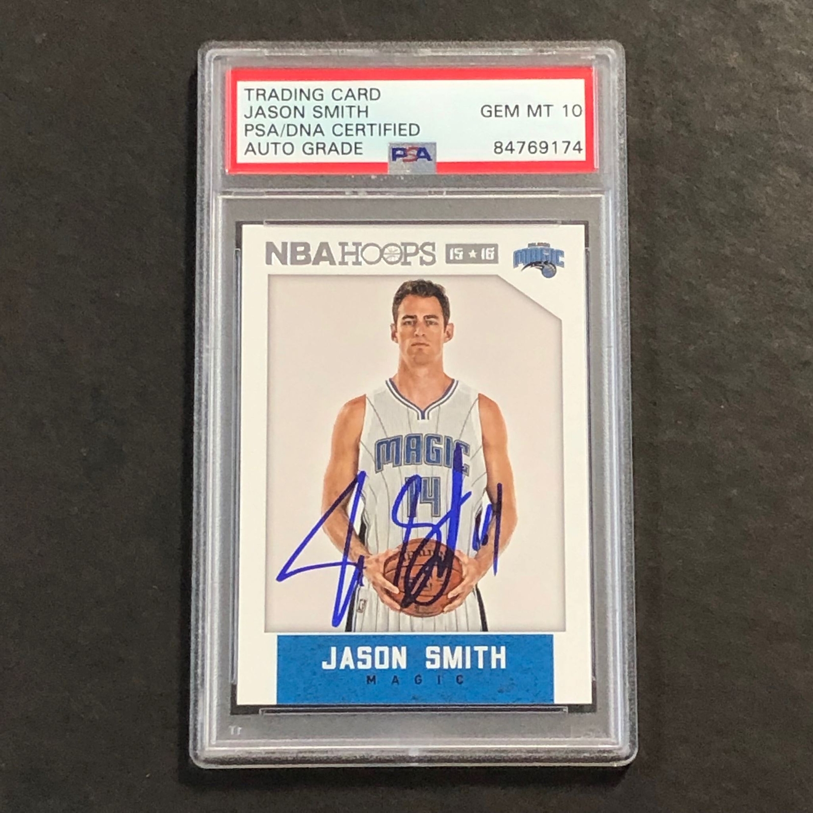 2015-16 NBA Hoops #43 Jason Smith Signed Card AUTO 10 PSA Slabbed Magic
