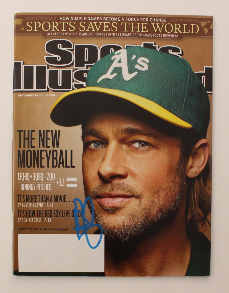Brad Pitt Signed Autograph Sports Illustrated Magazine Moneyball w/ JSA COA