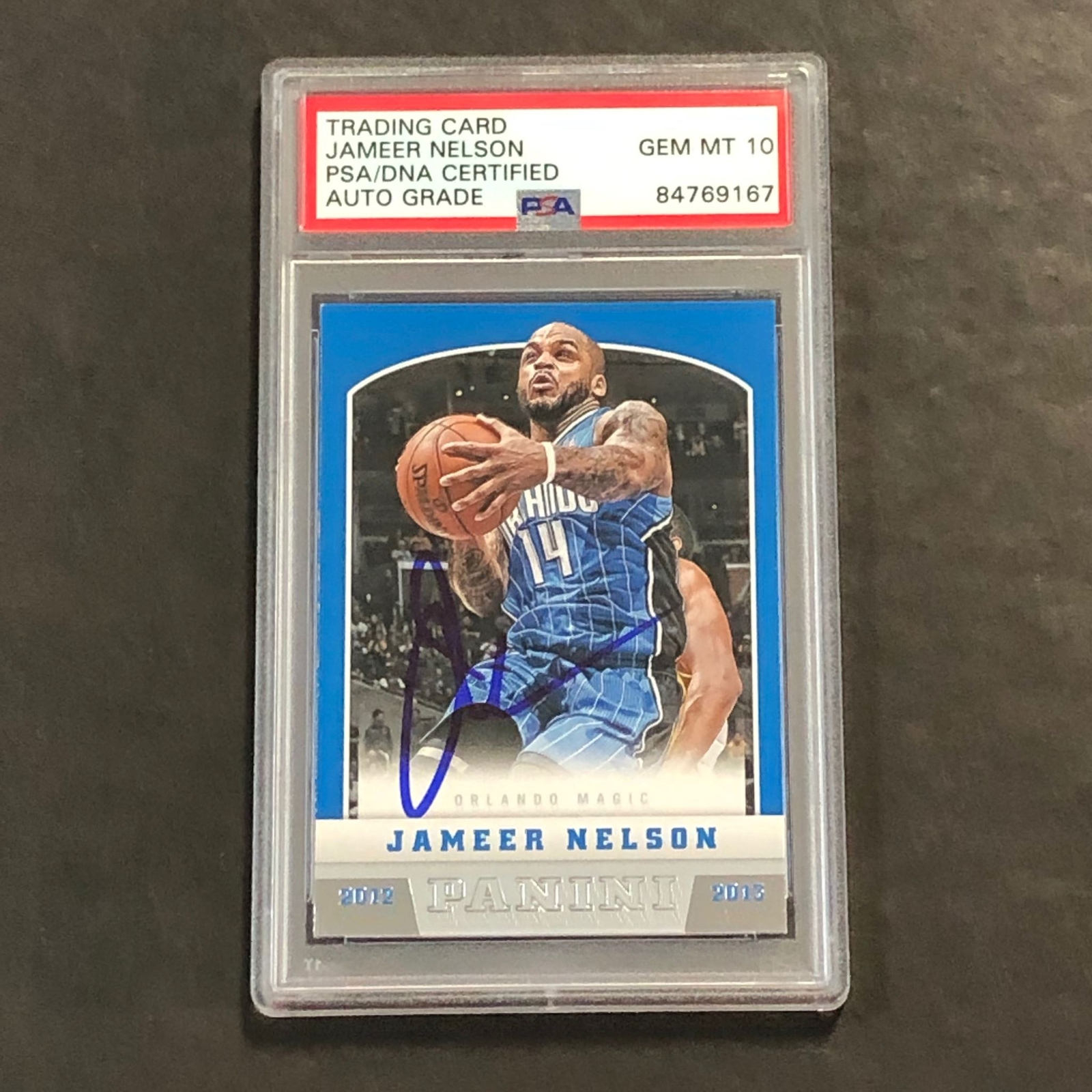 2012-13 Panini Basketball #72 Jameer Nelson Signed Card AUTO 10 PSA Slabbed Magi