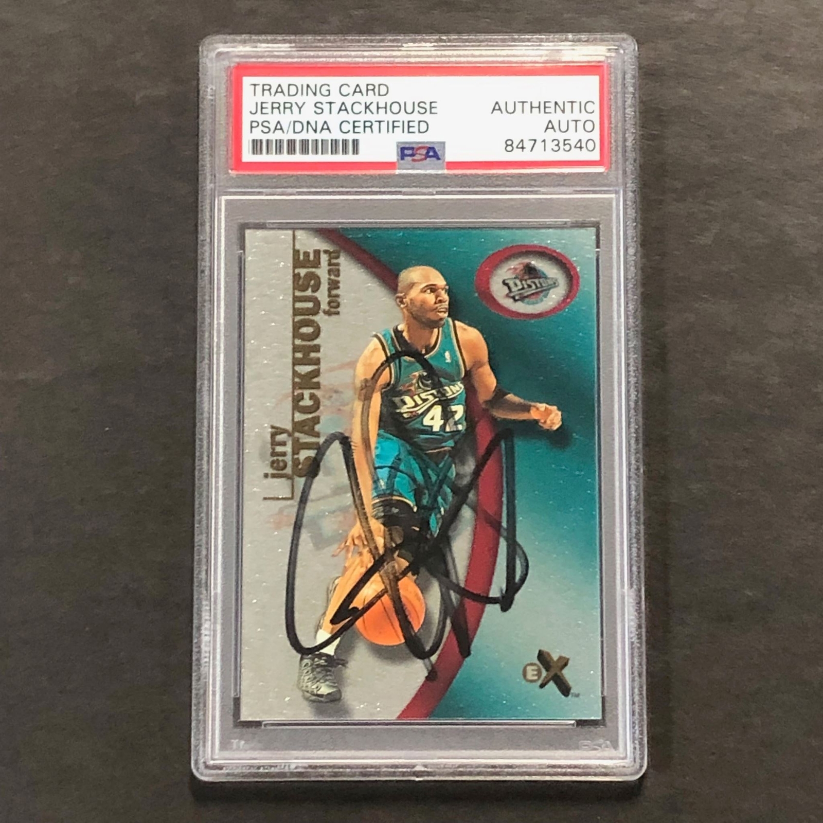 2000-01 Fleer #23 Jerry Stackhouse Signed Card PSA Slabbed Pistons