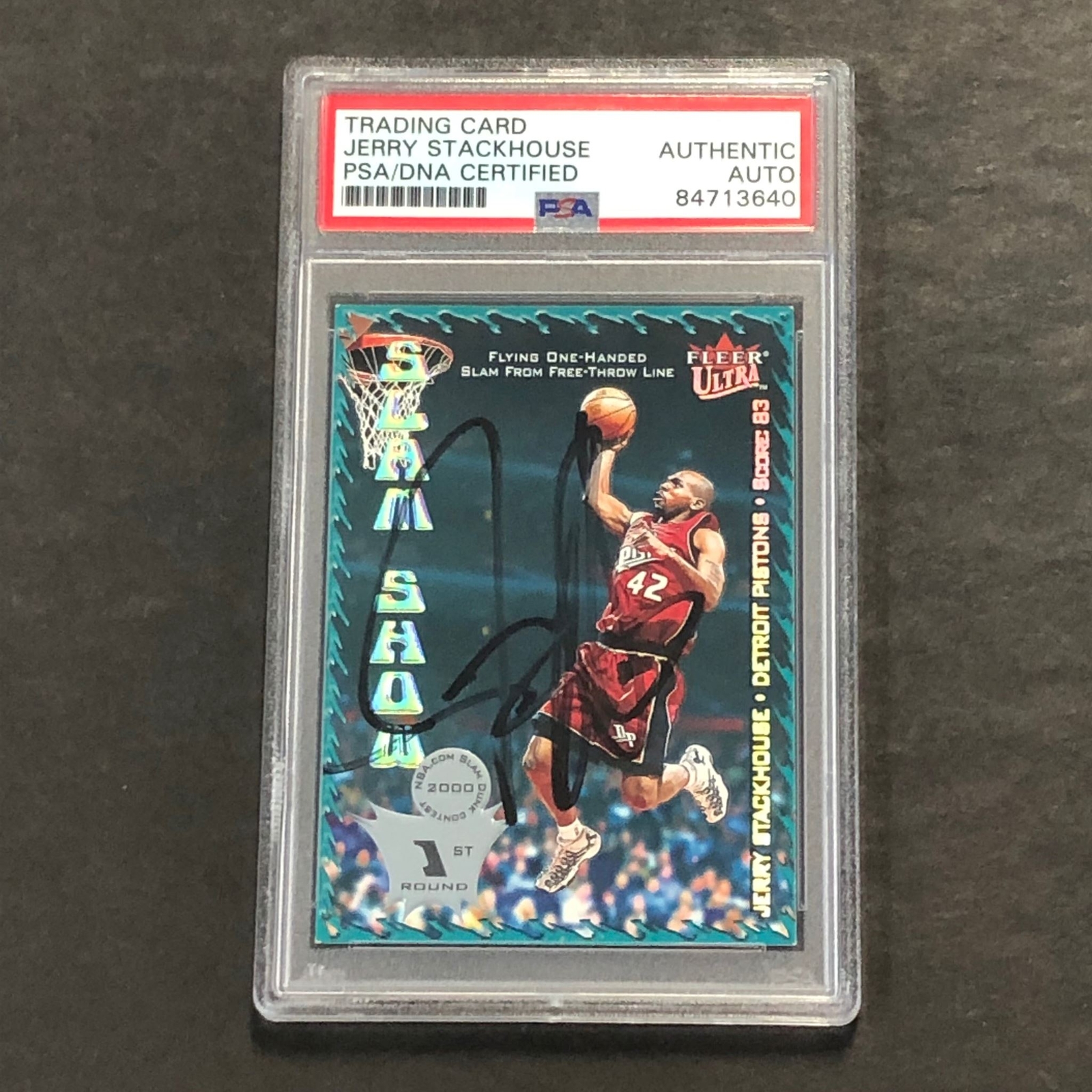 2000-01 Fleer Ultra #3 Jerry Stackhouse Signed Card PSA Slabbed Pistons