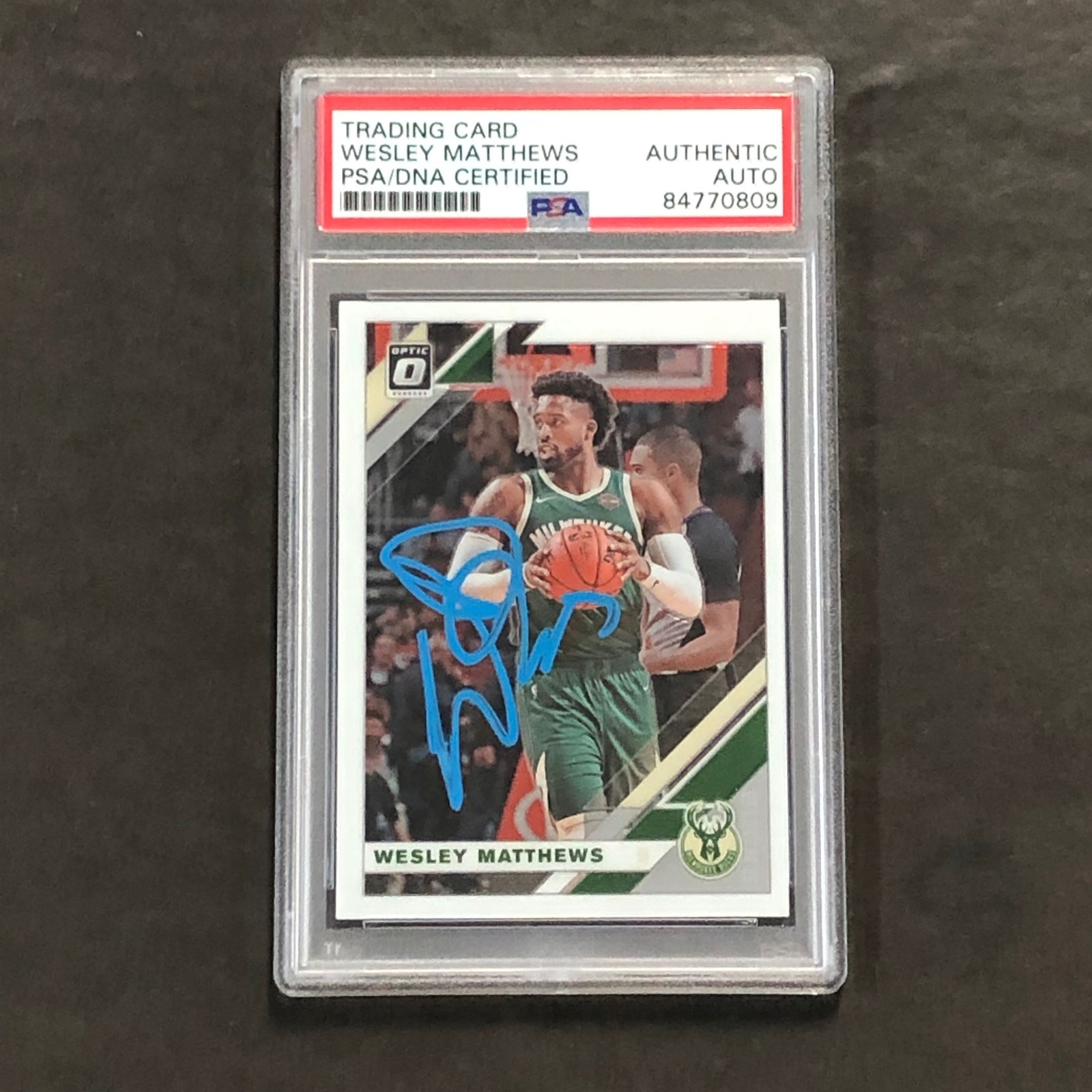 2019-20 Panini Optic #61 Wesley Matthews Signed Card AUTO PSA Slabbed Bucks